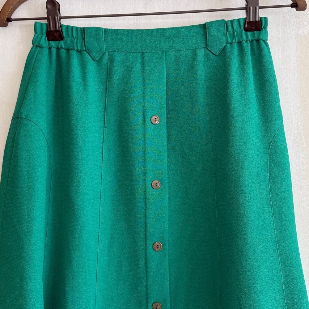 Vintage Sunlai Kelly Green A-Line Midi Skirt Women's Size Small - Picture 8 of 15